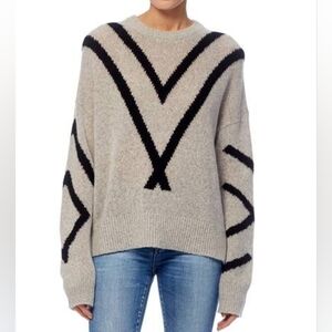 360 Cashmere "Paulina" Wool, Cashmere Knit Sweater in Hazel/Black Size M